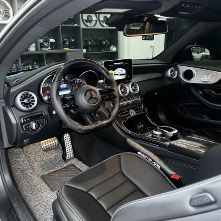 [올인게러지] 벤츠 W205 C200 쿠페 최신형 카본잠자리핸들 교체 + 1,2열 송풍구 엠비언트 시공 완성! / 서울 용산 도원동