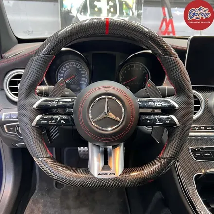 벤츠 C클래스 C43 AMG 최신형 AMG카본핸들 교체  잠자리 D컷핸들 / 서울 용산 중구