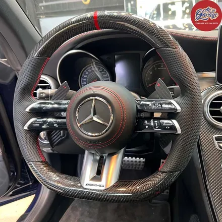 벤츠 C클래스 C43 AMG 최신형 AMG카본핸들 교체  잠자리 D컷핸들 / 서울 용산 중구
