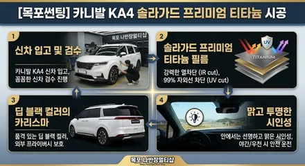 목포썬팅 카니발 KA4, 여름휴가 떠나기 전 솔라가드프리미엄 티타늄으로 완벽한 열차단 준비 완료!