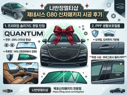 목포신차패키지 제네시스 G80 : 솔라가드 퀀텀 틴팅부터 필러 PPF까지 풀케어