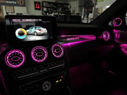 벤츠 C205 C63 AMG 64색 송풍구 엠비언트, 전동 트위터 부메스터 작업 / 실내 인테리어 튜닝 / 대구 북구, 구미, 경산