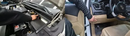 카니발 무시동히터와  주행충전기 작업
