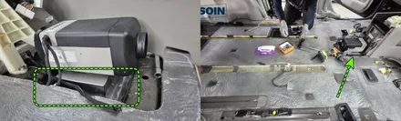 카니발 가솔린전용 무시동히터 특수 제작한 거치대 이용한 베바스토 장착 시공_ 인천