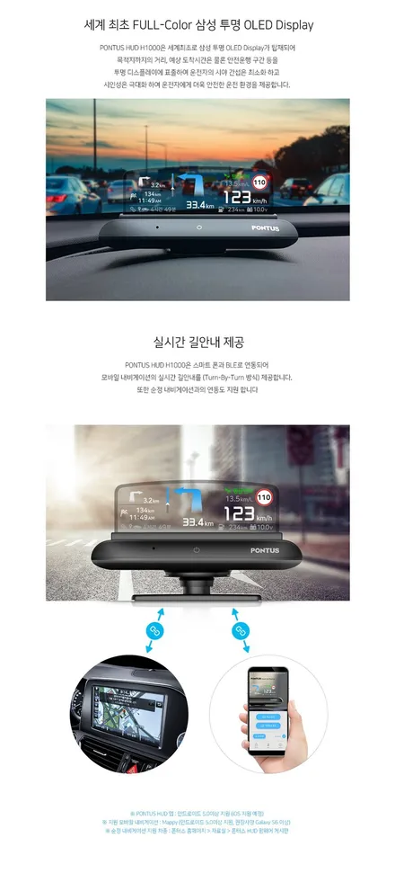 인천 모하비  순정네비와 연동하는! 폰터스 H1000 (HUD)헤드업 디스플레이