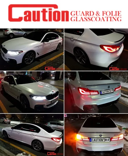 일산 BMW 랩핑전문점[코션코리아 일산점]BMW G30 530I KPMF-화이트 스타라이트 골드 전체랩핑 / 고양시 덕양구 신원동