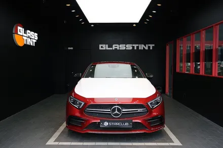 스타클럽 글라스틴트 부천점 벤츠 CLS53 에디션 히아신스 레드 메탈릭 컬러 세로그릴 패키지 로데 필름 시공 / 수원, 부천, 부평, 인천