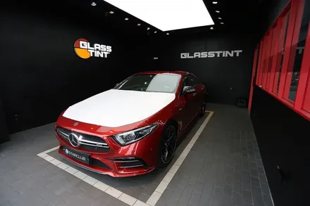 스타클럽 글라스틴트 부천점 벤츠 CLS53 에디션 히아신스 레드 메탈릭 컬러 세로그릴 패키지 로데 필름 시공 / 수원, 부천, 부평, 인천