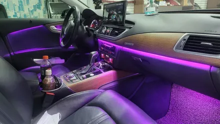 여수 엠비언트 Audi A7 엠비언트 비노출 간접 조명 시공 했어요! 도어캐치 / 풋등 옵션 추가. / 광주 북구