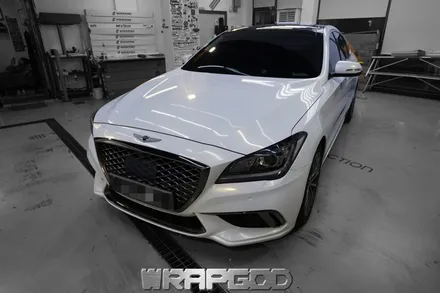 제네시스 G80 스포츠 3M 2080 유광 화이트골드스파클 풀랩핑 시공 전체랩핑 시공 전문 WRAPGOD / 김포 양촌읍