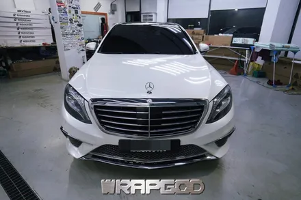 검단신도시 벤츠S클래스 S500 전체 랩핑 유광 화이트펄 / 김포 양촌읍