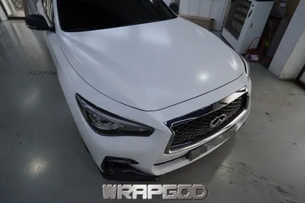 인피니티 Q50 에이버리 사틴 화이트 전체랩핑 시공, 김포 일산 인천 자동차래핑 전문점 랩갓 WRAPGOD / 김포 양촌읍