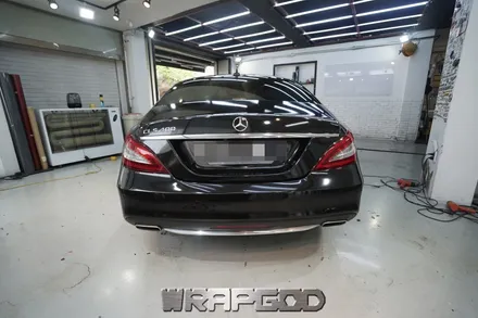 벤츠 CLS 400 3M유광 블랙 전체 랩핑 재시공, 김포 카스킨 전문점 WRAPGOD / 김포 양촌읍