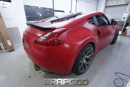 닛산 370z 에이버리 사틴 카마인레드 전체 랩핑 시공, 검단랩핑 김포랩핑 전문점 랩갓 WRAPGOD / 김포 양촌읍