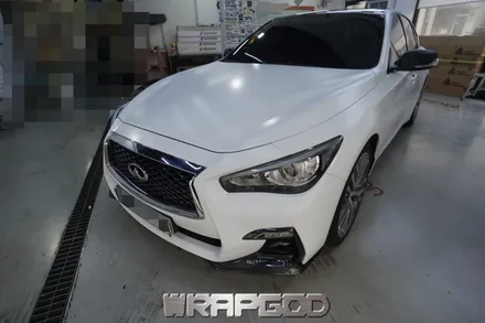 인피니티 Q50 에이버리 사틴 화이트 전체랩핑 시공, 김포 일산 인천 자동차래핑 전문점 랩갓 WRAPGOD / 김포 양촌읍