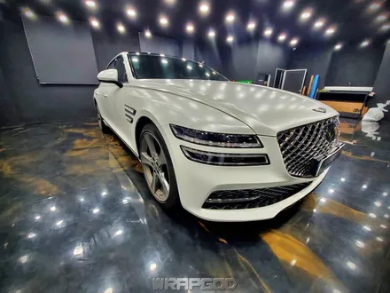 제네시스 G80 에이버리 사틴 화이트펄 전체 랩핑, 검단 자동차랩핑 랩갓 / 김포 양촌읍