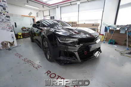 쉐보레 카마로 SS 에이버리 슈프림 사틴블랙 전체 랩핑 시공, 김포 카스킨 전문점 WRAPGOD / 김포 양촌읍