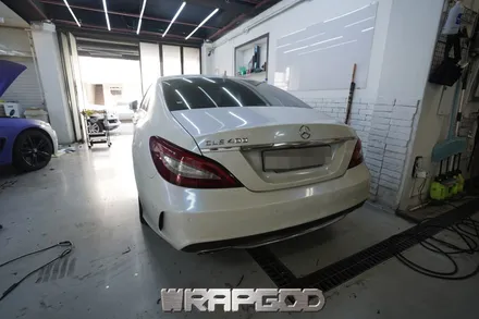 벤츠 CLS 400 3M유광 블랙 전체 랩핑 재시공, 김포 카스킨 전문점 WRAPGOD / 김포 양촌읍