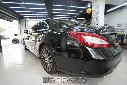 벤츠 CLS 400 3M유광 블랙 전체 랩핑 재시공, 김포 카스킨 전문점 WRAPGOD / 김포 양촌읍
