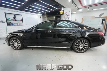 벤츠 CLS 400 3M유광 블랙 전체 랩핑 재시공, 김포 카스킨 전문점 WRAPGOD / 김포 양촌읍