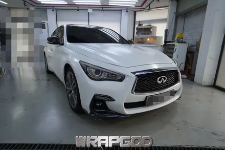인피니티 Q50 에이버리 사틴 화이트 전체랩핑 시공, 김포 일산 인천 자동차래핑 전문점 랩갓 WRAPGOD / 김포 양촌읍
