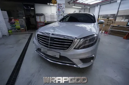 벤츠 S클래스 S500 전체 랩핑 에이버리 유광 화이트펄 시공, 김포 카스킨 전문점 WRAPGOD / 김포 양촌읍
