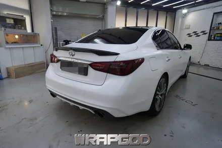 인피니티 Q50 에이버리 사틴 화이트 전체랩핑 시공, 김포 일산 인천 자동차래핑 전문점 랩갓 WRAPGOD / 김포 양촌읍