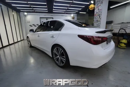 인피니티 Q50 에이버리 사틴 화이트 전체랩핑 시공, 김포 일산 인천 자동차래핑 전문점 랩갓 WRAPGOD / 김포 양촌읍