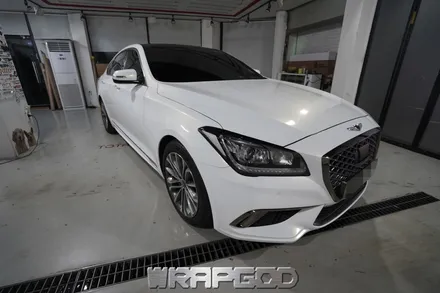 제네시스 G80 스포츠 3M 2080 유광 화이트골드스파클 풀랩핑 시공 전체랩핑 시공 전문 WRAPGOD / 김포 양촌읍
