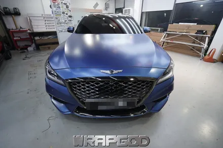 제네시스 G80 스포츠 3M 2080 유광 화이트골드스파클 풀랩핑 시공 전체랩핑 시공 전문 WRAPGOD / 김포 양촌읍