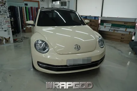 폭스바겐 비틀 3M 2080 유광 아이보리 전체 랩핑 시공, 김포 검단 자동차 래핑 전문점 랩갓 WRAPGOD / 김포 양촌읍