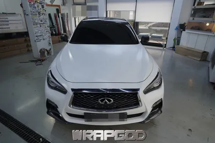인피니티 Q50 에이버리 사틴 화이트 전체랩핑 시공, 김포 일산 인천 자동차래핑 전문점 랩갓 WRAPGOD / 김포 양촌읍