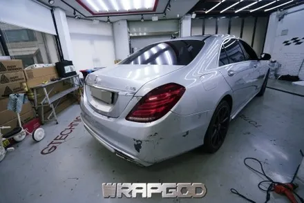 검단신도시 벤츠S클래스 S500 전체 랩핑 유광 화이트펄 / 김포 양촌읍