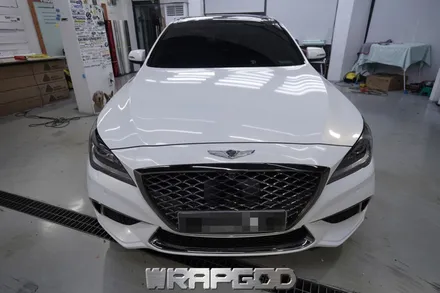 제네시스 G80 스포츠 3M 2080 유광 화이트골드스파클 풀랩핑 시공 전체랩핑 시공 전문 WRAPGOD / 김포 양촌읍