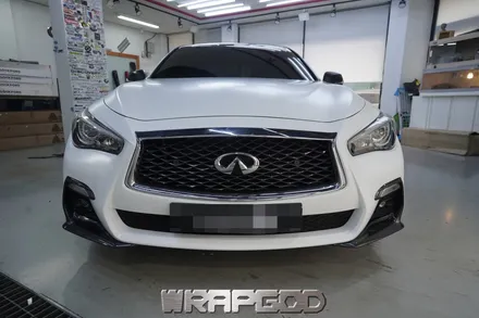 인피니티 Q50 에이버리 사틴 화이트 전체랩핑 시공, 김포 일산 인천 자동차래핑 전문점 랩갓 WRAPGOD / 김포 양촌읍