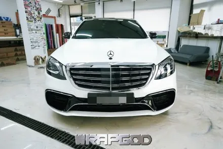 송도 벤츠 S63 AMG 전체랩핑 풀드레스업 사틴화이트펄 / 김포 양촌읍