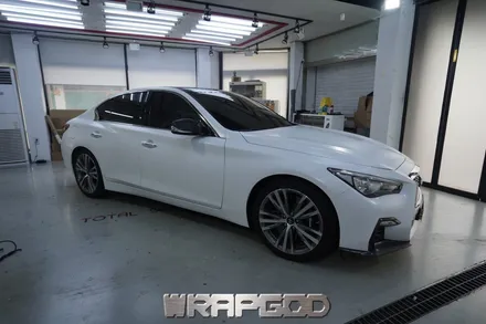 인피니티 Q50 에이버리 사틴 화이트 전체랩핑 시공, 김포 일산 인천 자동차래핑 전문점 랩갓 WRAPGOD / 김포 양촌읍
