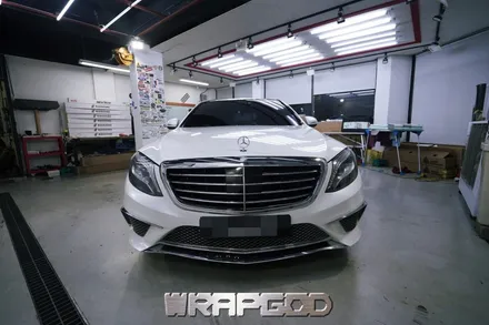 검단신도시 벤츠S클래스 S500 전체 랩핑 유광 화이트펄 / 김포 양촌읍