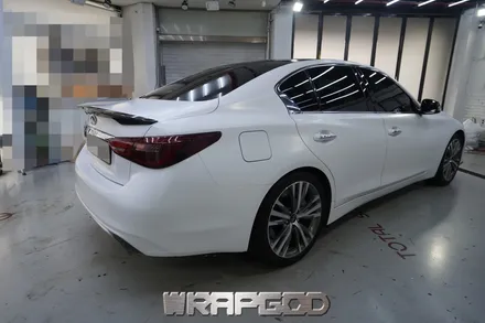 인피니티 Q50 에이버리 사틴 화이트 전체랩핑 시공, 김포 일산 인천 자동차래핑 전문점 랩갓 WRAPGOD / 김포 양촌읍