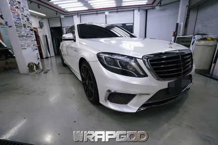 검단신도시 벤츠S클래스 S500 전체 랩핑 유광 화이트펄 / 김포 양촌읍