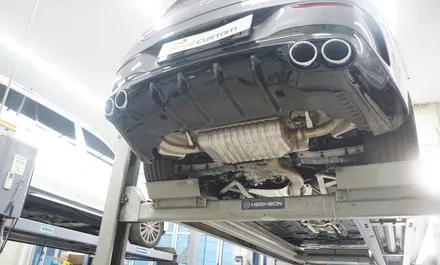 벤츠 CLA45S AMG 배기 튜닝 강력한 버블 팝콘 배기음 중통 엔드 작업입니다! / 서울 동작구
