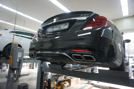 벤츠 S63AMG 배기음 튜닝 중통 엔드 작업으로 V8 호랑이 제대로 세팅하였습니다. / 서울 동작구