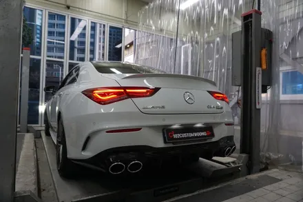 벤츠 신형 CLA45 AMG S 배기 튜닝 독보적 존재감 중통 엔드 커스텀 배기 제작 / 서울 동작