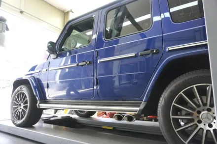 벤츠 G400D 완벽 배기 튜닝, 져스트 액티브 사운드 원형 듀얼 머플러 팁 장착 / 서울 동작구