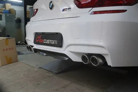 BMW F12 M6 배기튜닝 즐거움을 더하는 사운드 입히기! 커스텀 엔드 중통 소음기 교체 듀얼 실버 머플러 팁 세팅 / 서울 동작