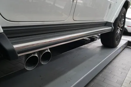벤츠 G바겐 G400D 꿀조합 튜닝 순정형 듀얼배기 실버 듀얼 머플러팁 저스트 액티브 사운드 장착 / 서울 동작