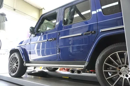 벤츠 G400D 완벽 배기 튜닝, 져스트 액티브 사운드 원형 듀얼 머플러 팁 장착 / 서울 동작구