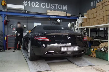 벤츠 SLS AMG 로드스터 배기 튜닝 멋스러운 AMG 배기음을 완성하는 커스텀 배기 작업기 / 서울 동작