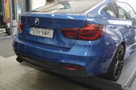 BMW 3GT 배기 튜닝 나에게 딱 안성맞춤튜닝! 구조변경 필요없는 듀얼머플러 블랙 사각 머플러 팁 장착 / 서울 동작