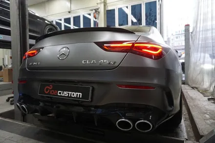 벤츠 CLA 45 S AMG 배기 튜닝 중통 엔드 아주 강력한 배기 사운드로 완성하였습니다. / 서울 동작